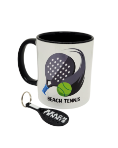 CANECA BRANCA + CHAVEIRO BEACH TENNIS