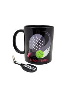 CANECA PRETA + CHAVEIRO BEACH TENNIS