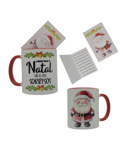 CANECA + CARTÃO AQUARELA NOEL