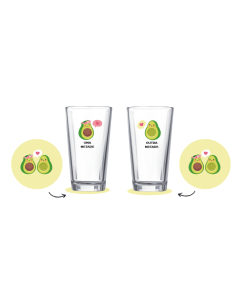 PAR DE COPOS + PORTA COPOS MINHA METADE