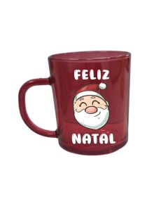 CANECA VIDRO HOHO VERMELHA 228ML