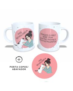 CANECA + ABAFADOR MÃE BICHOLÓGICA GATO