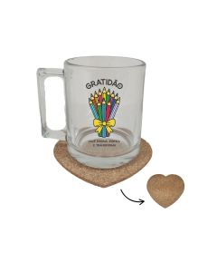 CANECA VENEZA COM PORTA COPOS DE CORTIÇA GRATIDÃO PROF