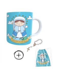 Caneca + kit terço N.S. das Graças