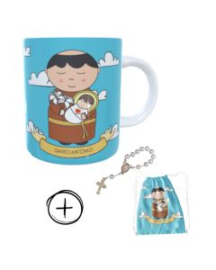 Caneca + kit terço Santo Antônio