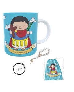 Caneca + kit terço Santo Expedito