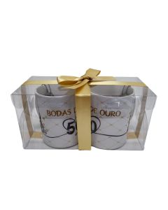 DUPLA CANECAS BODAS DE OURO + CHAVEIROS
