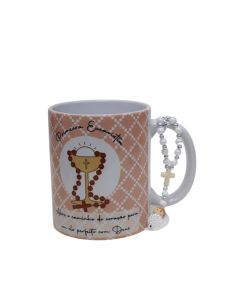 CANECA PRIMEIRA EUCARISTIA ROSA + TERCINHO