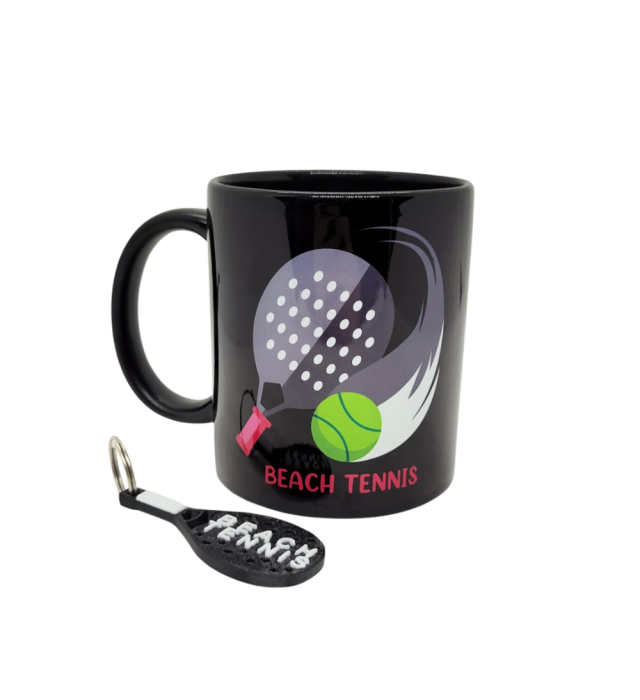 CANECA PRETA + CHAVEIRO BEACH TENNIS