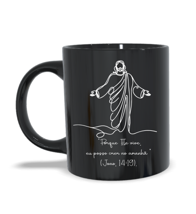 CANECA PRETA CRISTO VIVO