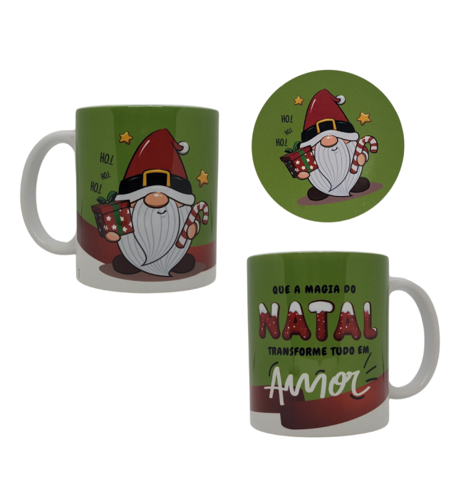 CANECA COM ABAFADOR NATAL ELFO