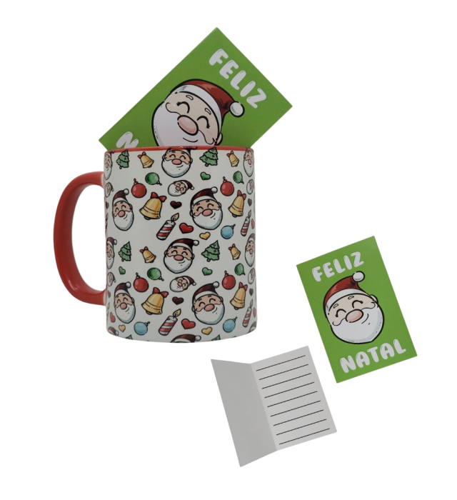 CANECA + CARTÃO NATAL HOHO VERMELHA