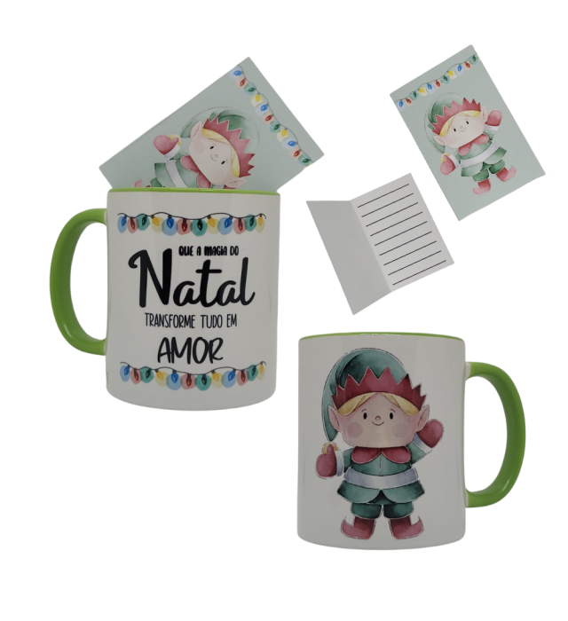 CANECA + CARTÃO AQUARELA DUENDE