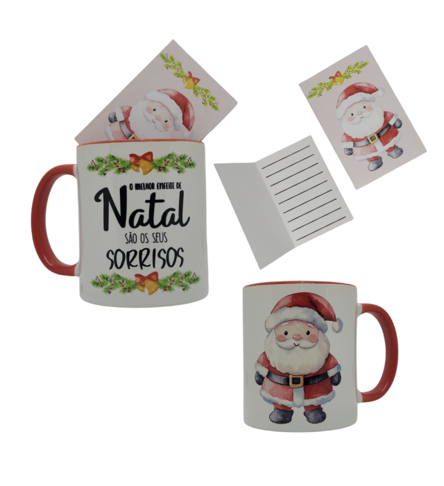 CANECA + CARTÃO AQUARELA NOEL