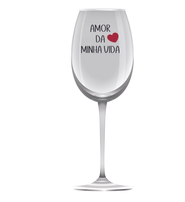 TAÇA VINHO CASAL UNIDO AMOR DA MINHA VIDA