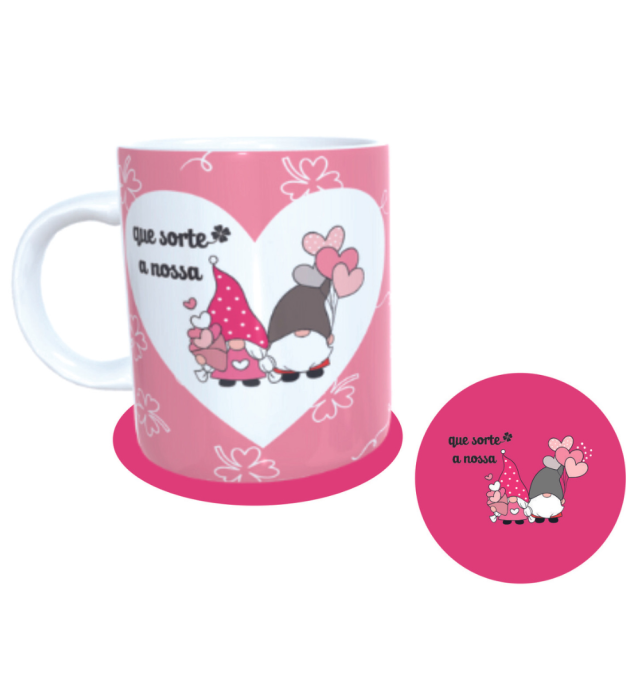 CANECA + ABAFADOR ELFO AMOR ROSA