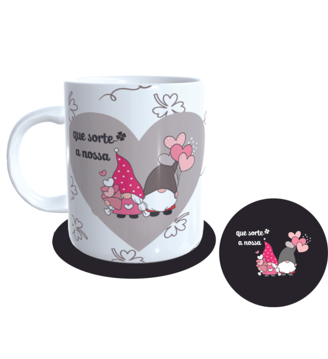 CANECA + ABAFADOR ELFO AMOR CINZA