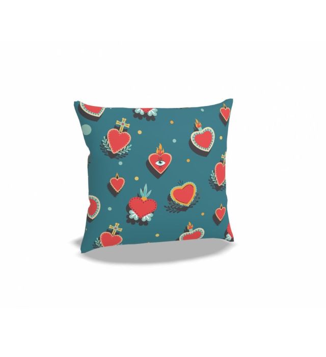 ALMOFADINHA 20X20 FRIDA CORAÇÕES SAGRADOS