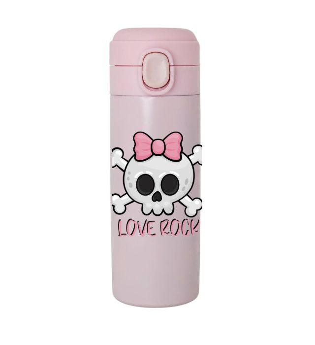 GARRAFA BOTÃO TERMICA LOVE ROCK