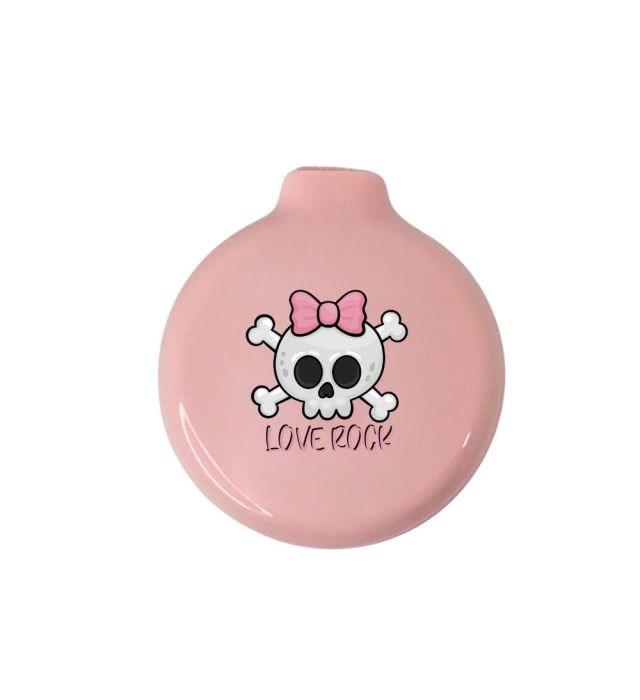 ESCOVA DE CABELO PORTATIL COM ESPELHO LOVE ROCK