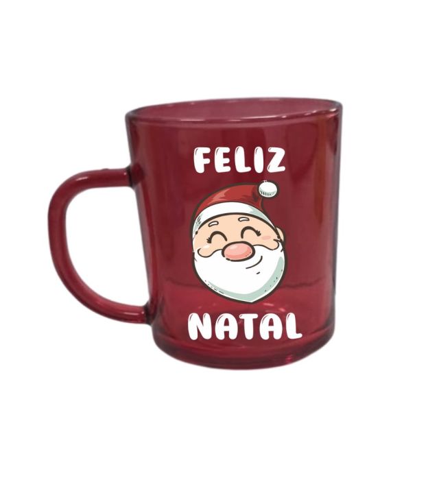 CANECA VIDRO HOHO VERMELHA 228ML