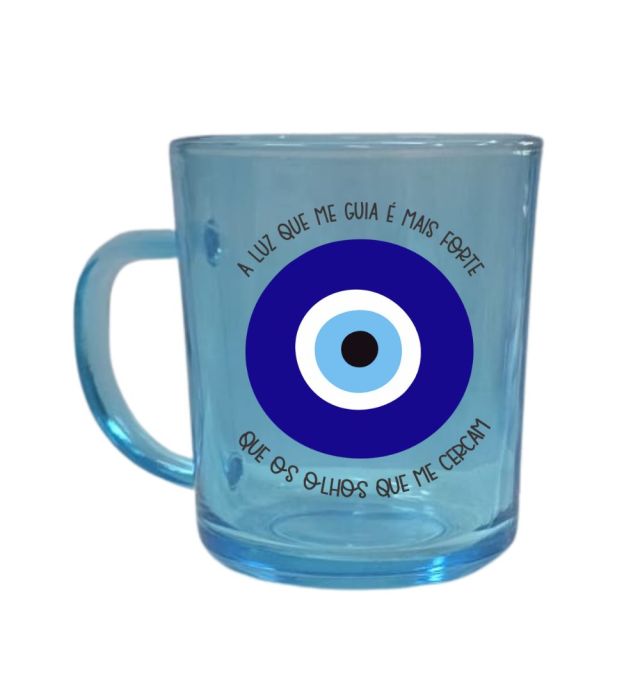 CANECA VIDRO OLHO GREGO 228ML