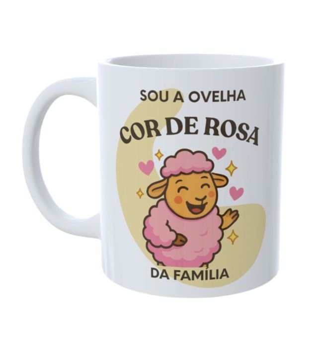 CANECA OVELHA COR DE ROSA