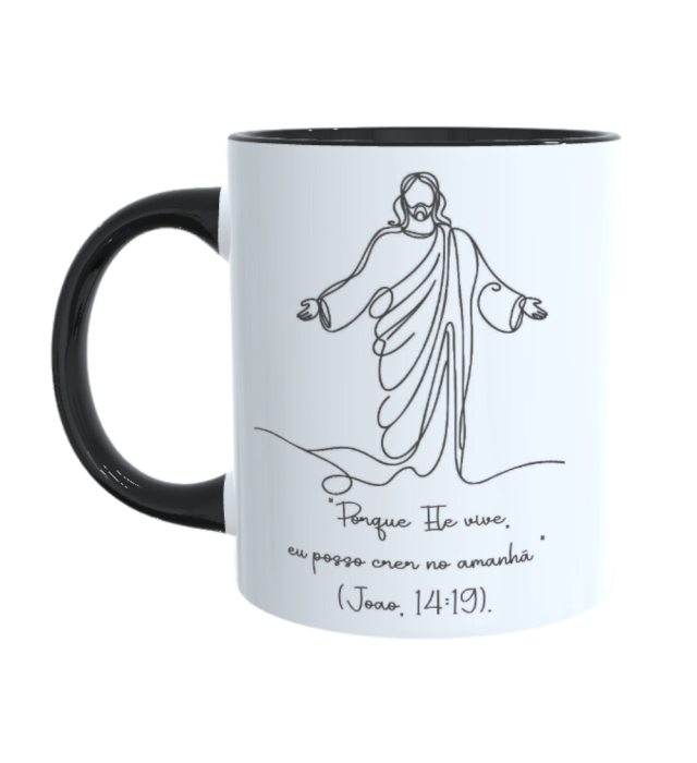 CANECA BRANCA CRISTO VIVO