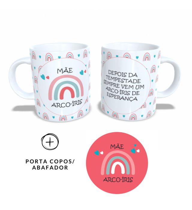 CANECA + ABAFADOR MÃE ARCO ÍRIS