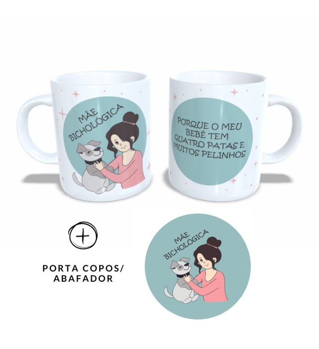 CANECA + ABAFADOR MÃE BICHOLÓGICA CACHORRO