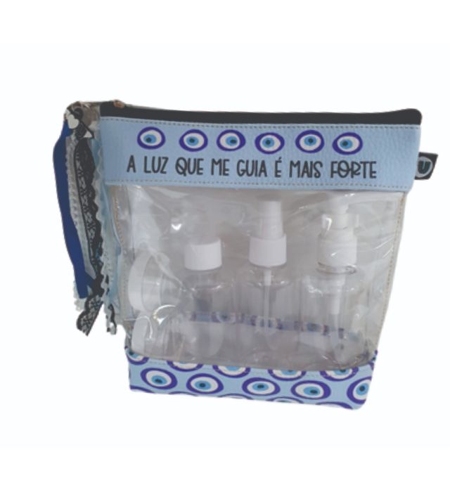 NECESSAIRE COM FRASCOS OLHO GREGO