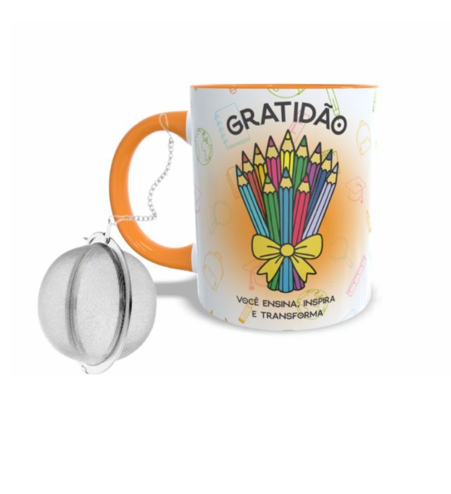 CANECA COM INFUSOR GRATIDÃO PROF