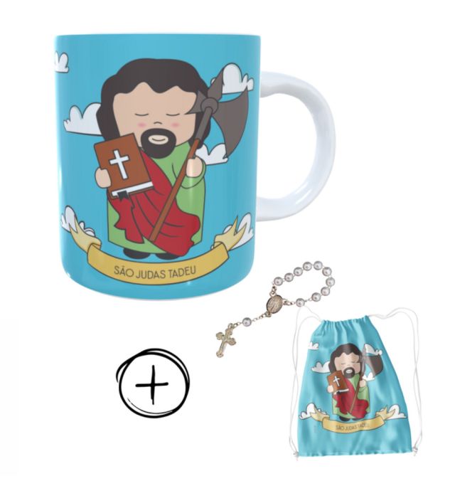 Caneca + kit terço São Judas
