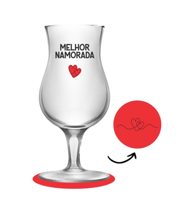 TAÇA + PORTA COPOS MELHOR NAMORADA