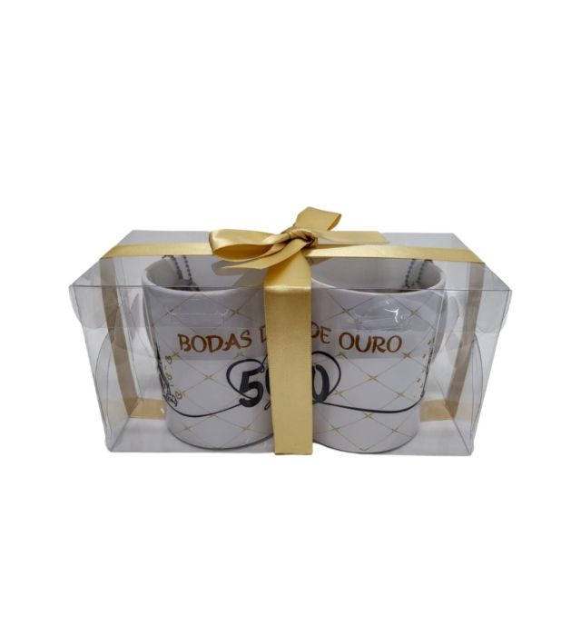 DUPLA CANECAS BODAS DE OURO + CHAVEIROS